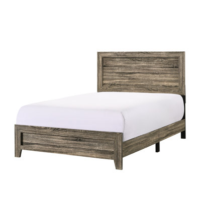 Modern Twin Size Wood Bed With Grey Finish Panel For Bedroom Stylish