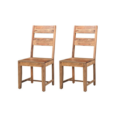  Bedford Set of Two Brown Solid Wood Ladder Back Dining Side Chairs