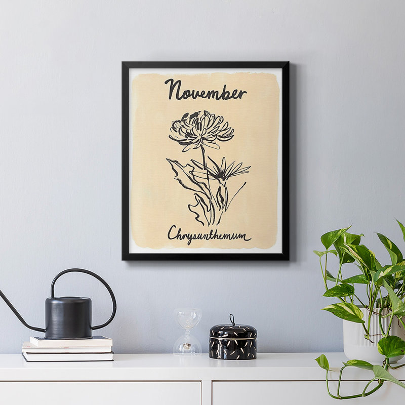 Toile encadrée de qualité supérieure avec mois de naissance X, H 24 po x l 20 po, Cadre d'angle fermé noir