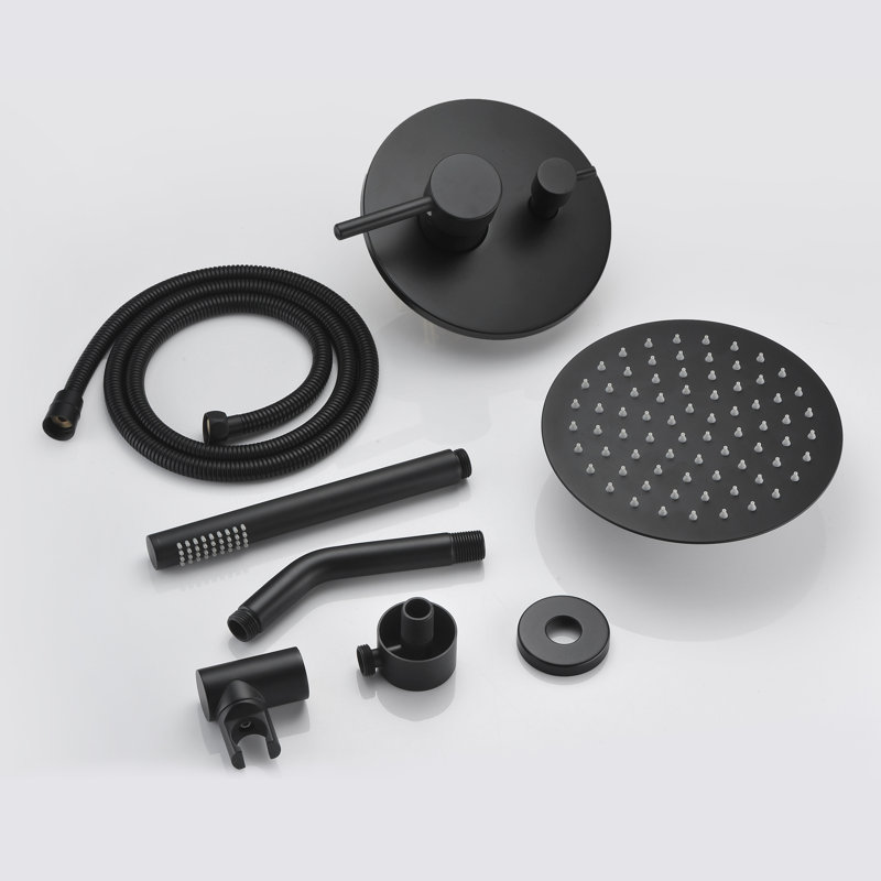 Matte Black Adjustable Rain Shower System with Handheld