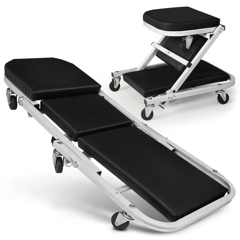 Siège de voiture à roulettes pliant 36 po 2 en 1 avec roulettes, mécanisme mécanique pliable, capacité de 330 lb, Vert