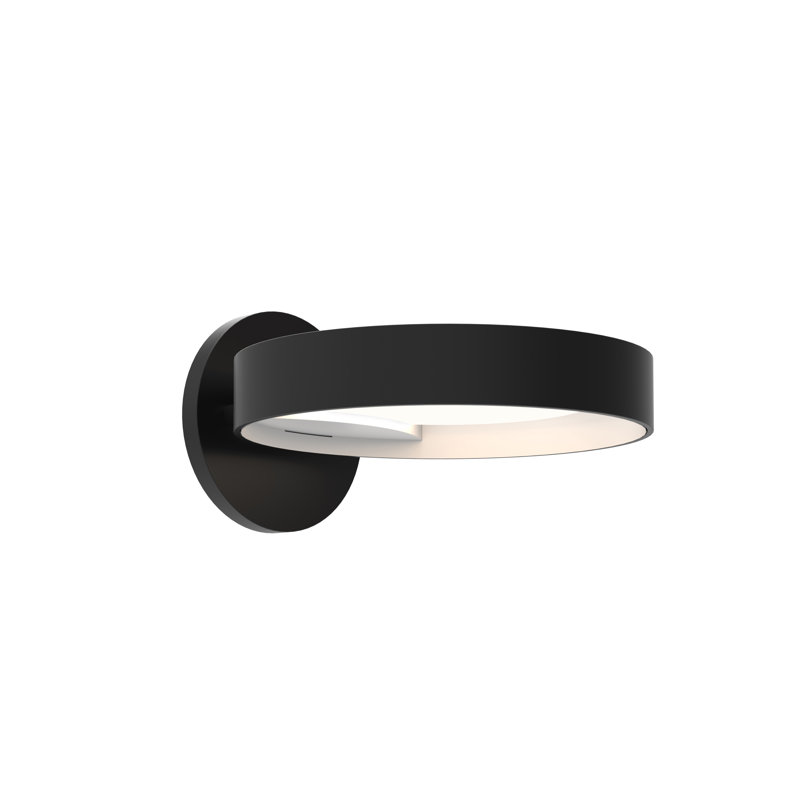 Guide Ring LED Armed Sconce, Satin Black/White