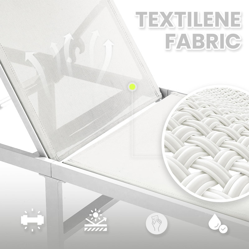 74.8" Long Reclining Single Chaise, White