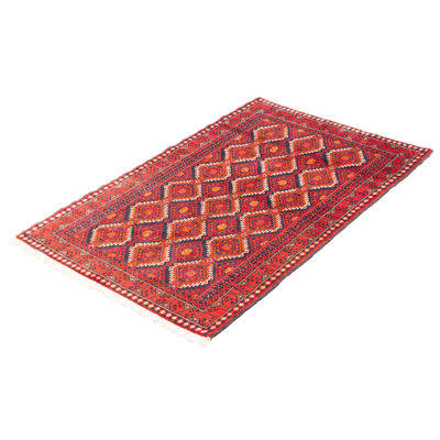 Tapis bleu marine foncé en laine noué à la main de conception unique 3 pi 3 po x 5 pi 6 po New Age