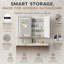 Armoire à pharmacie à DEL pour la salle de bain avec miroir lumineux, 3 lumières à intensité variable, antibuée, fixation murale en aluminium-1568344970-1568344973