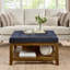 Grande table basse avec repose-pieds capitonné en lin capitonné avec tablette et cadre en bois de hêtre, repose-pieds surdimensionné pour le salon, bleu marine-1049713548