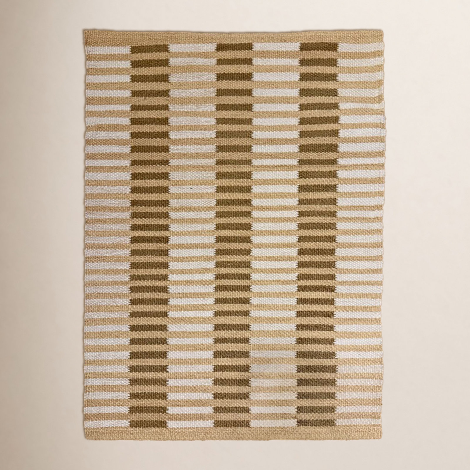 Acerra Beige Hand-Woven Striped Outdoor Rug, Rectangle 8'10" x 11'10"