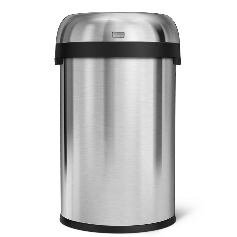 simplehuman 115 Liter Bullet Open Top Trash Can Commercial Grade Heavy Gauge, Stainless Steel, Stainless Steel