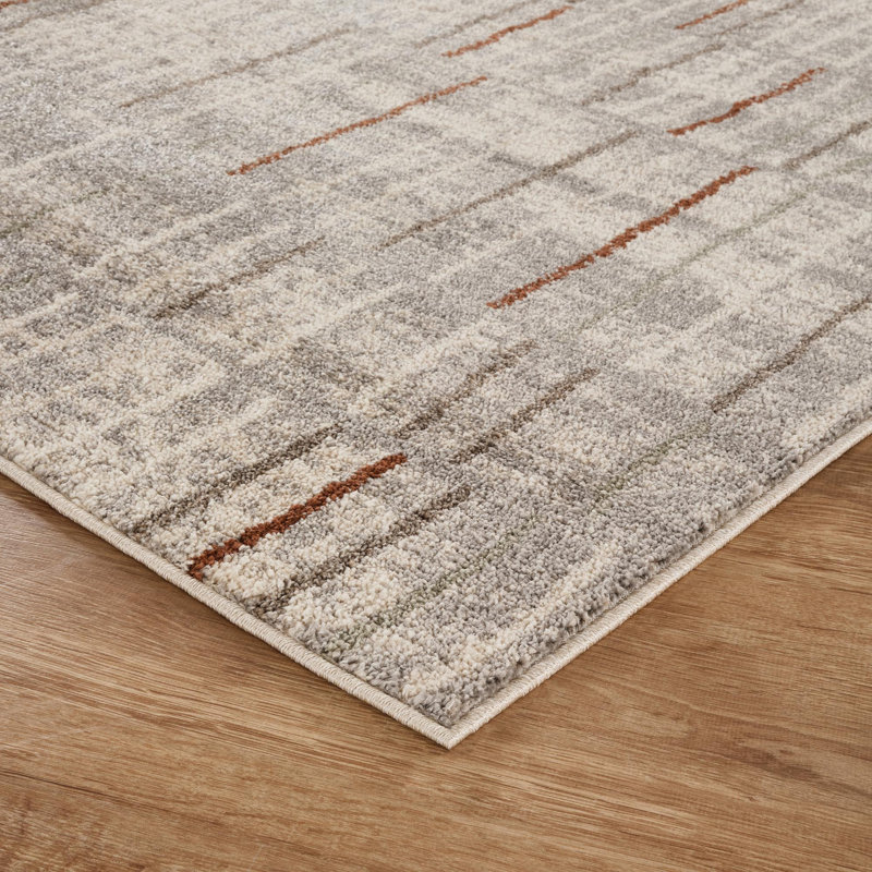 Celil Geometric Shapes Area Rug, GREY, 160 x 230 cm (Rectangular)