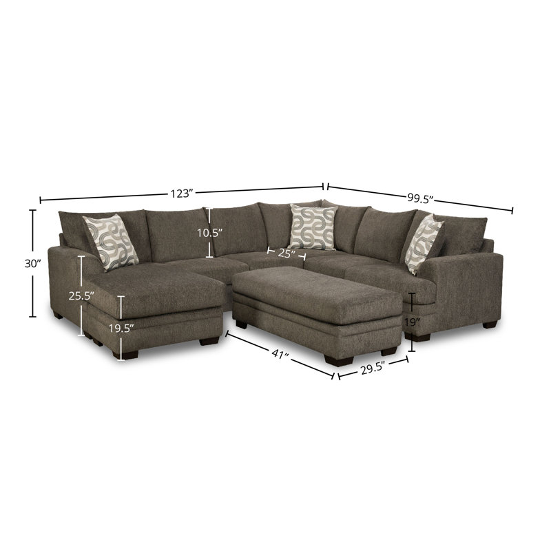 Canapé modulaire avec repose-pieds gauche Torleif, Polyester gris anthracite