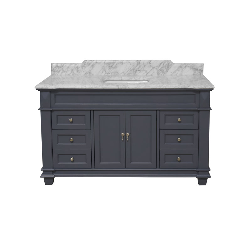 Ensa 60'' Single Bathroom Vanity with Top, Carrara Marble, Marine Gray
