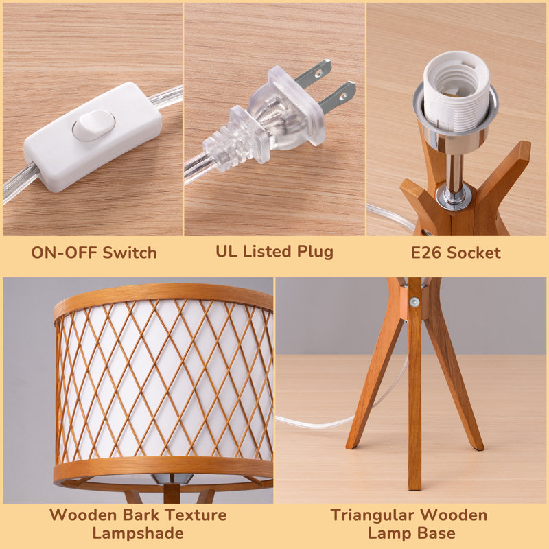Solid Wood Tripod Table Lamp