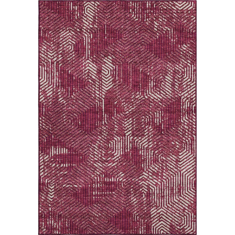Premium Machine Washable Prisco Burgundy Rug