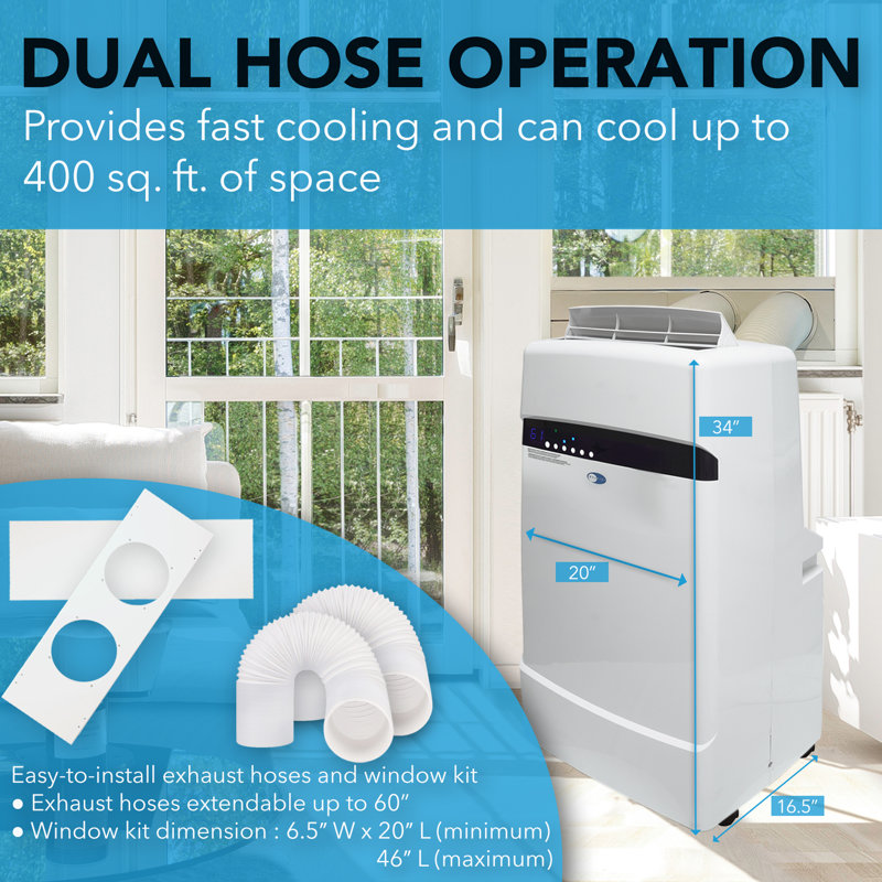 Climatiseur portatif à double tuyau Whynter 12 000 BTU pour 400 pieds carrés