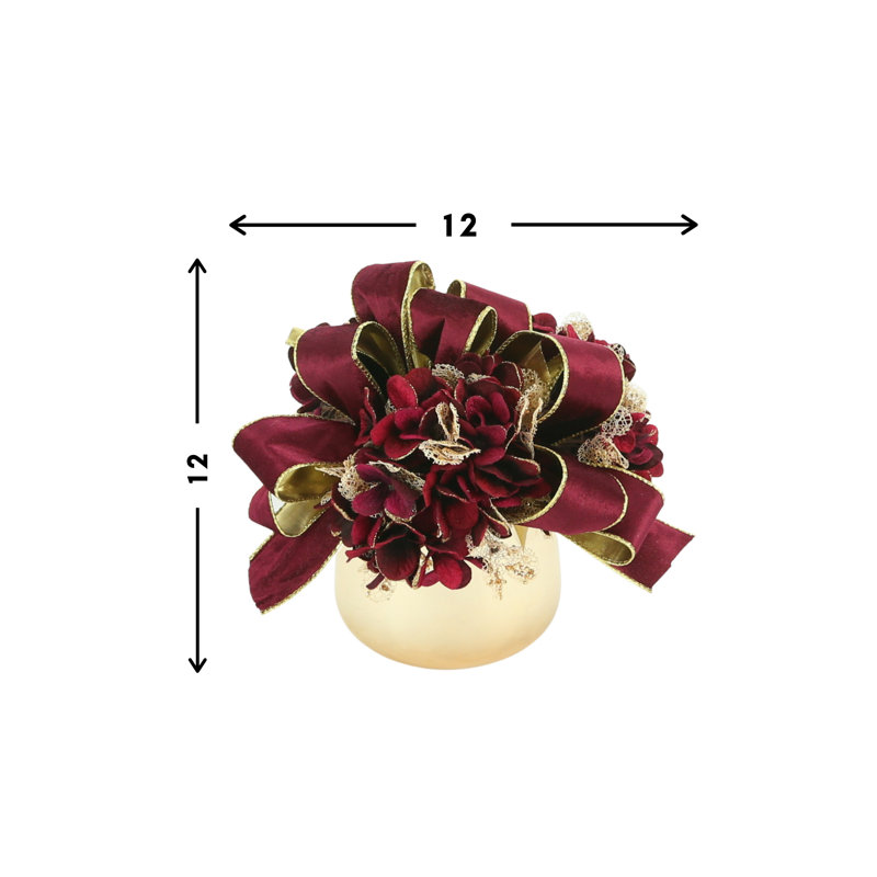 Burgundy Hydrangea With Bow Holiday Arrangement