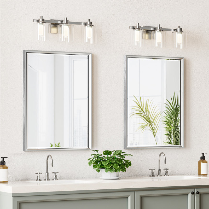 Miroir de salle de bain Lohoski, Argent argent, 32 po x 24 po
