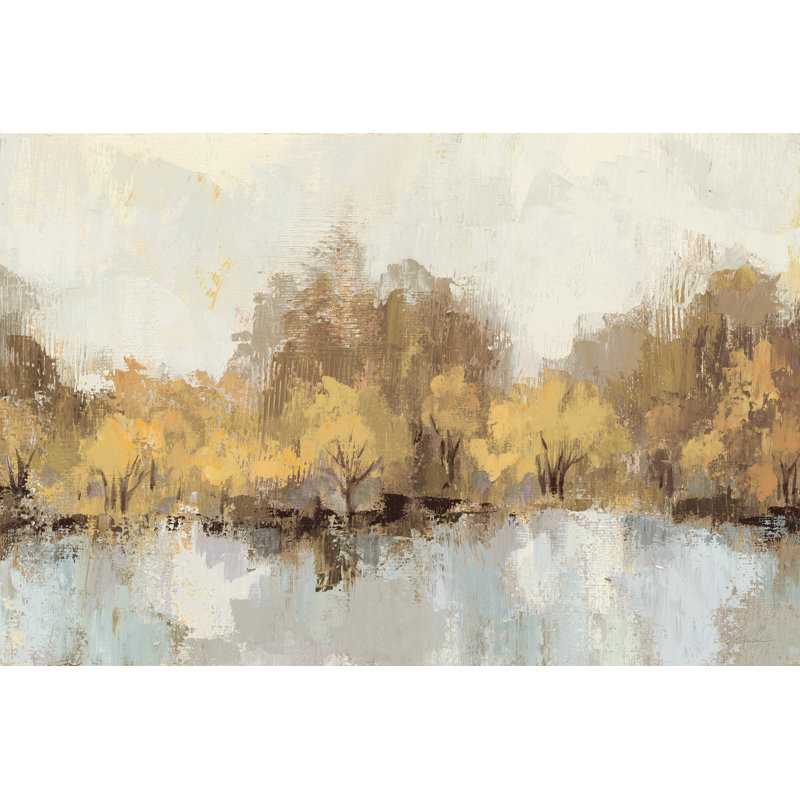 Réflexion de rivière d'automne dorée, H 8 po x l 12 po