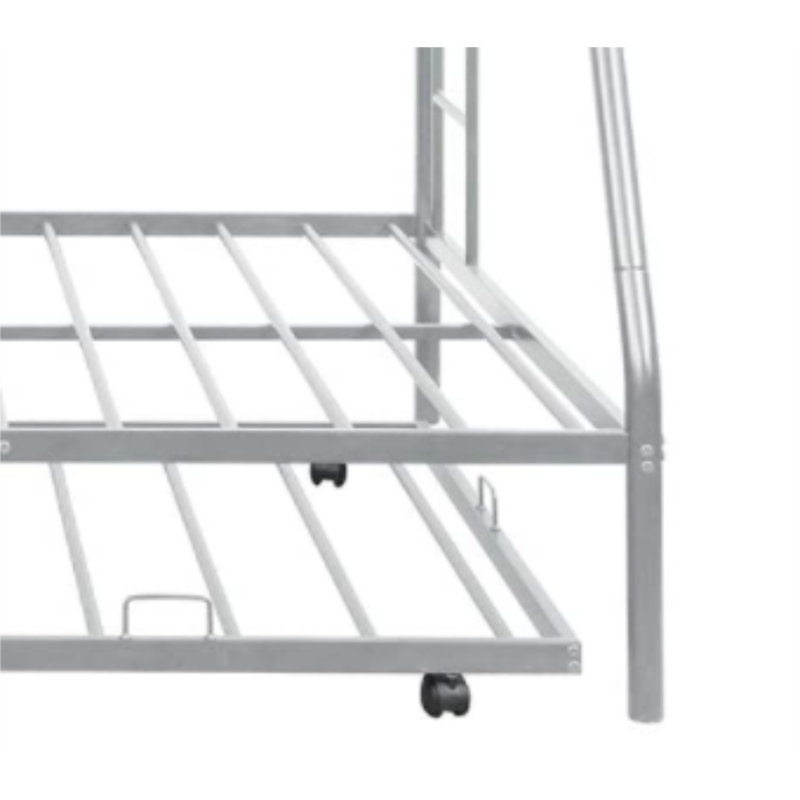Comptche Kids Bunk Bed with Trundle, Twin over Full, Silver