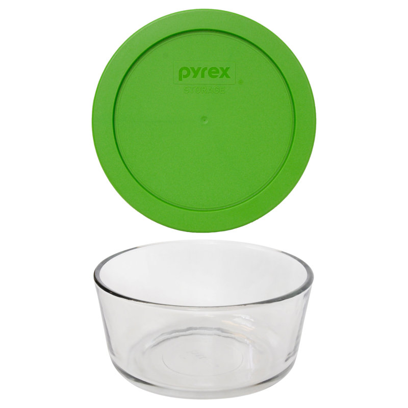 (1) bol en verre de 4 tasses Pyrex (1) et (1) couvercle en PC (7201), Vert gazon