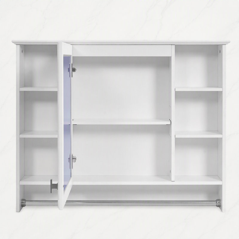 Armoire à pharmacie murale 3 en 1 avec miroir HD, tablette réglable et porte à fermeture en douceur