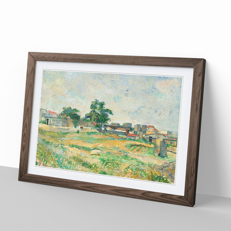 Landscape Near Paris by Paul Cezanne - Picture Frame Painting, 27cm H x 36cm W x 2cm D, Walnut Framed