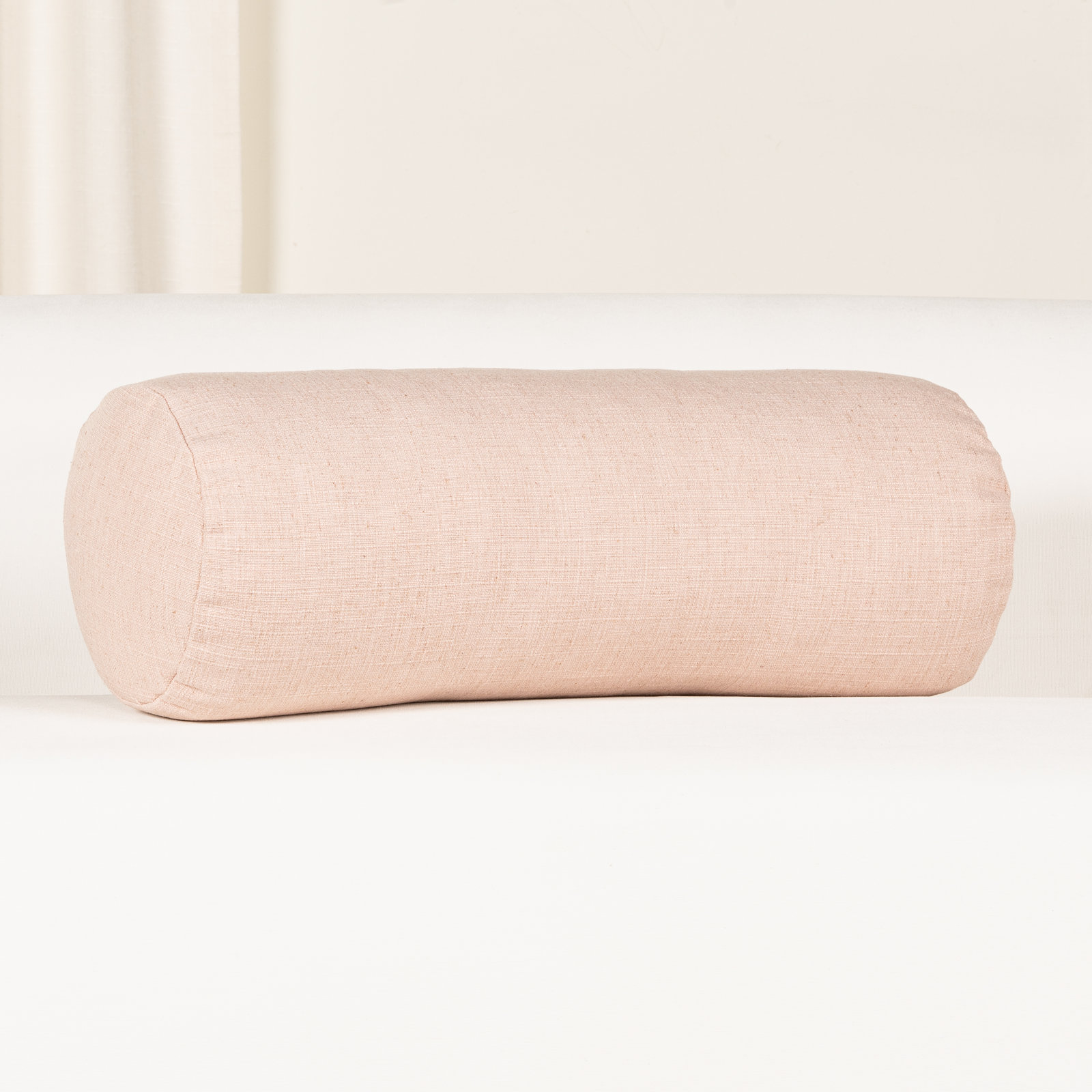 Indy Faux Linen Accent Pillow, Polyester, Pink, Bolster 8"H x 21"W