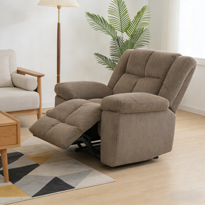 Fauteuil inclinable brun simple avec tissu épais et résistant à l'usure réglable de 110 à 115 ° manuellement