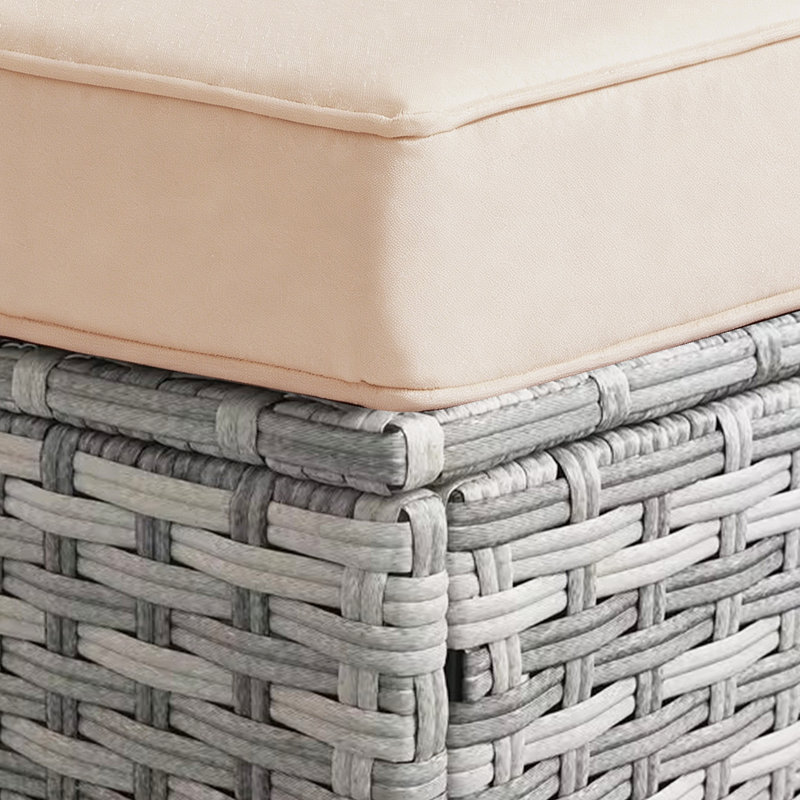 Ensemble de conversation d'extérieur en rotin 7 pièces avec coussins pour patio - gris / beige, Grey/Beige