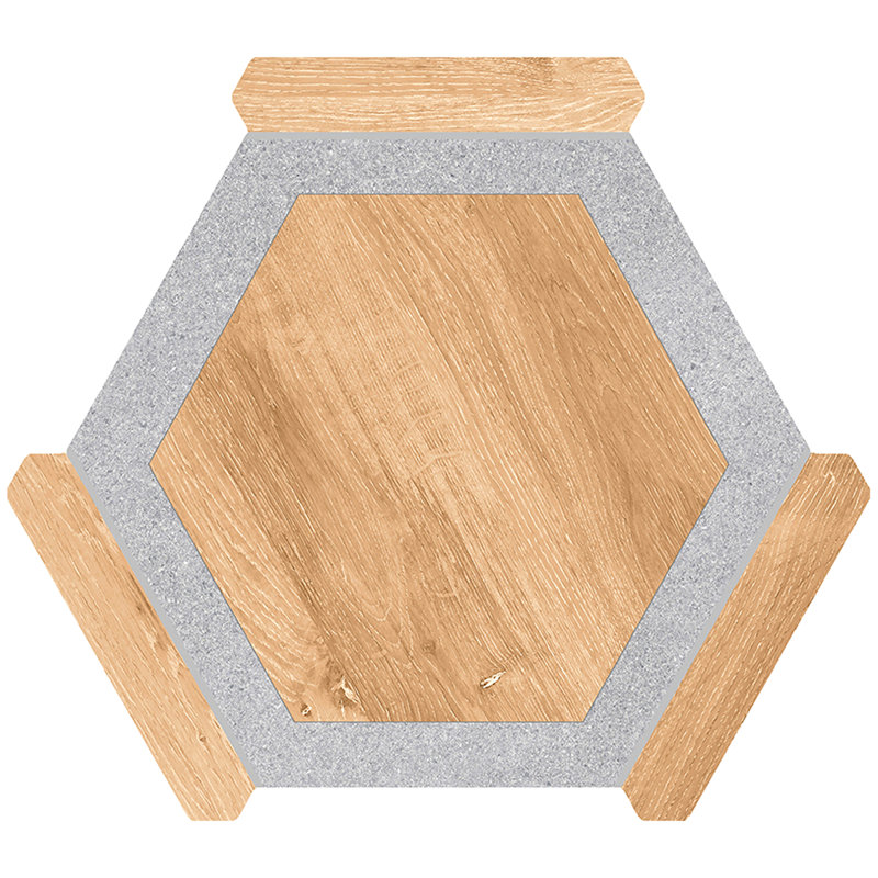 Aureole 8.66 In. X 9.84 In. Matte Oak Wash And Gray Porcelain Hexagon Wall And Floor Tile (8.07 Sq Ft/Case) - 18 Sheets
