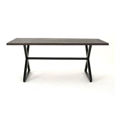 Rolando Outdoor Aluminum Dining Table With Steel Frame, Brown / Black