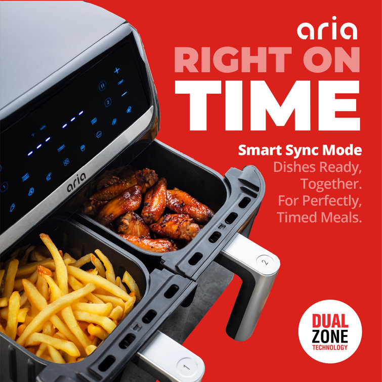 https://assets.wfcdn.com/im/76665924/resize-h755-w755%5Ecompr-r85/2618/261892065/Aria+9.4+liter+Dual+Basket+Air+Fryer+with+Smart+Sync+Cooking+Mode+and+Generous+Cooking+Capacity.jpg