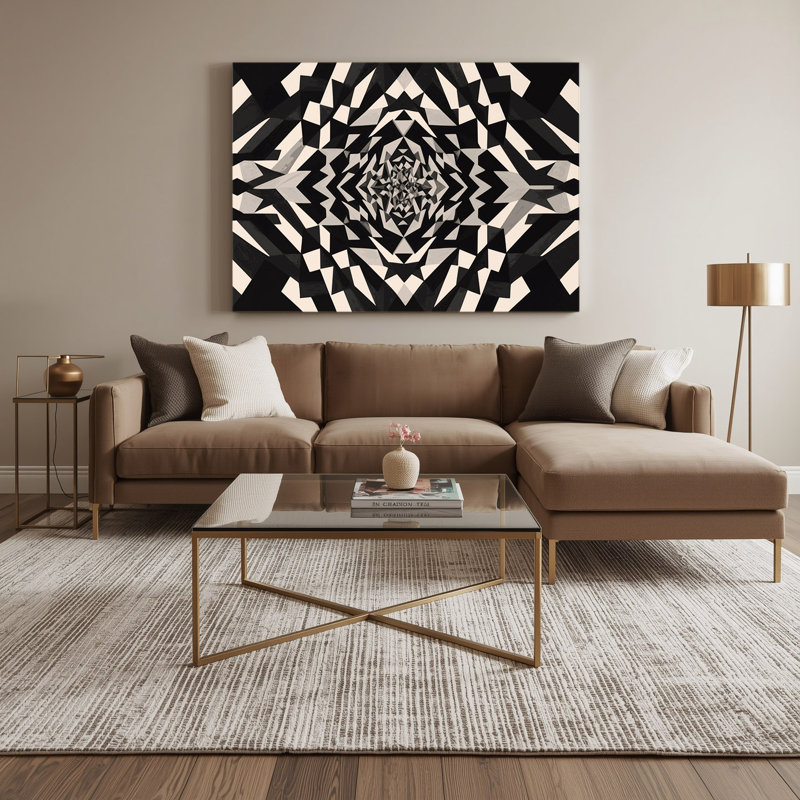 Art mural sur toile noir «Op Art 2», H 20 po x l 30 po
