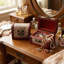 Coffre à bijoux classique en bois 2 pièces, boîte de rangement miniature pour petits accessoires et souvenirs