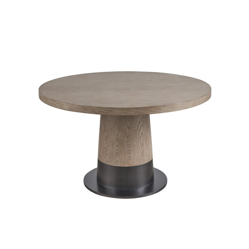 Gray Oak Extendable Round Mid-century Modern Dining Table