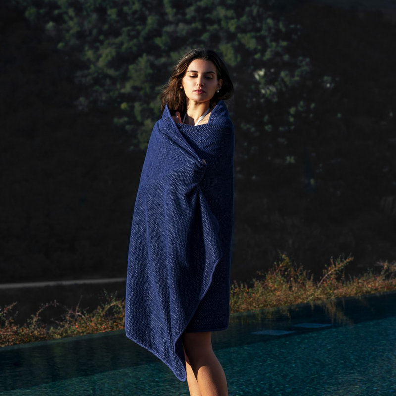 Clean Ocean Waffle Beach Towel, Fog