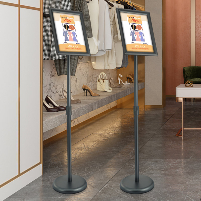 Porte-affiche piédestal avec base ronde remplissable, H 32,30 po x l 9,80 po x P 9,80 po