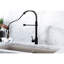 Robinet de cuisine noir mat avec rétractable, conception à arc haut, à ressort, en acier inoxydable 304, robinet commercial à débit de 1,8 gal / min, poignée simple vers le bas, finition ponctuelle, acier 304