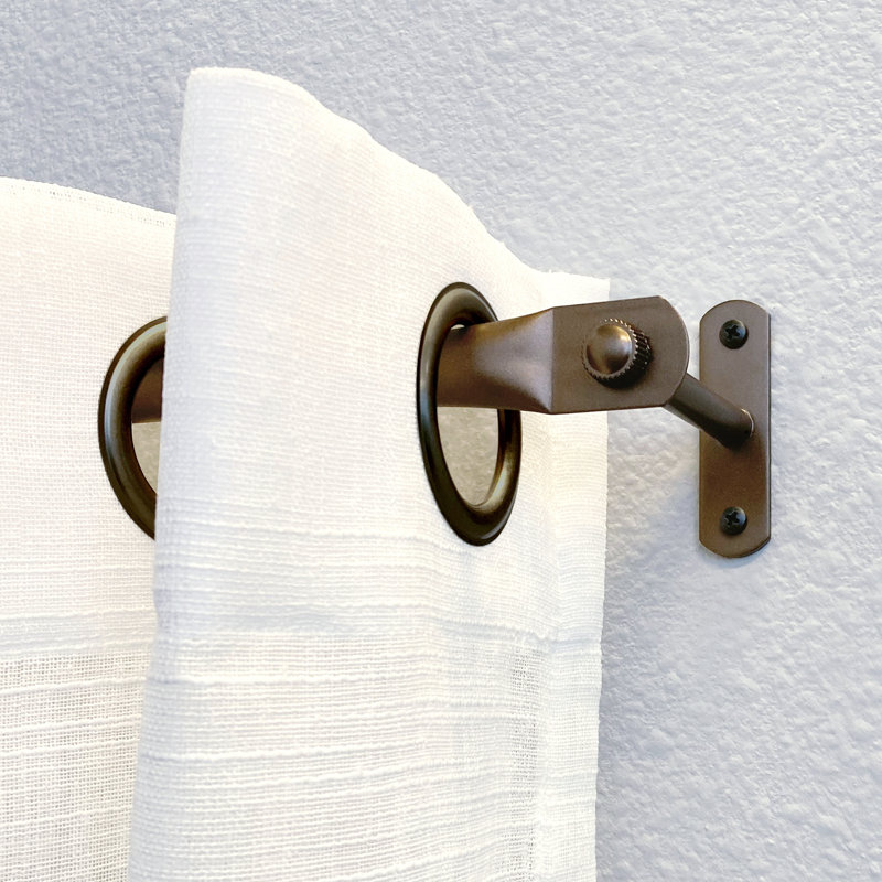 Tringle à rideaux simple réglable en métal Ersula, H 2 po x l 48 po x P 4 po, Bronze foncé