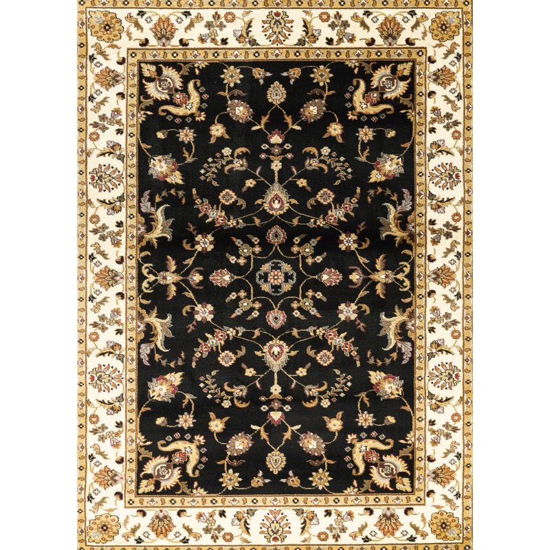 Tapis noir classique, 5 pi 3 po X 7 po, polypropylène pour une pièce intemporelle et confortable