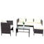 Conversation extérieure: 4 canapé modulaire avec coussins beiges captivants et table basse charmant transparent