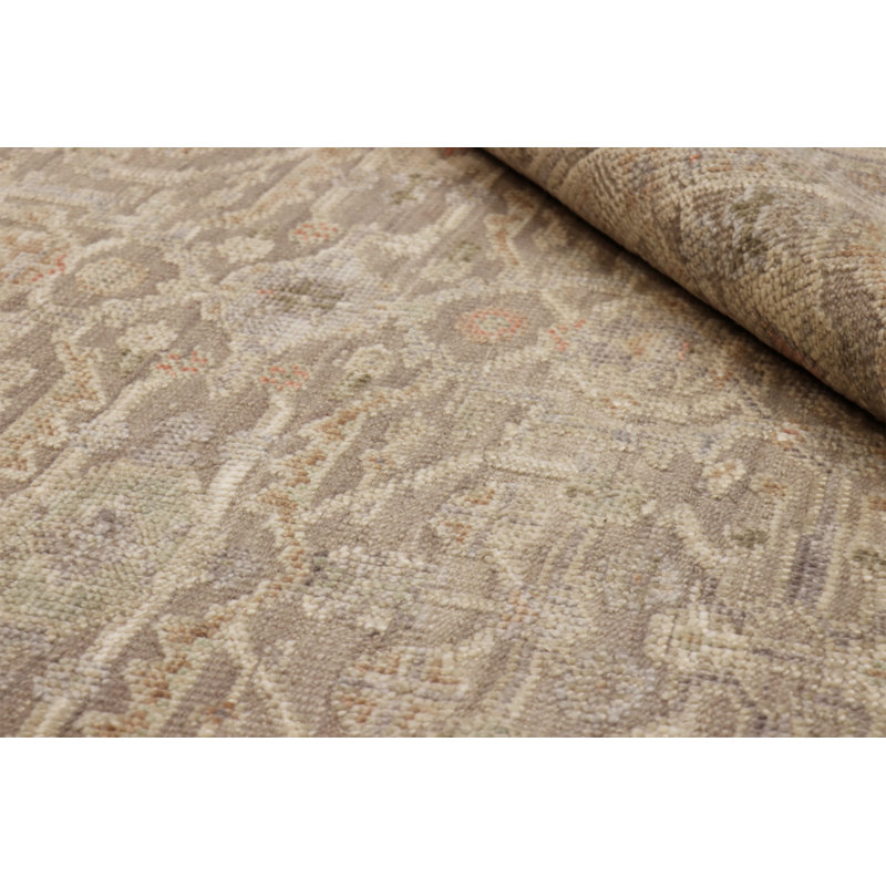 Oushak Hand-Knotted Silver Wool Area Rug