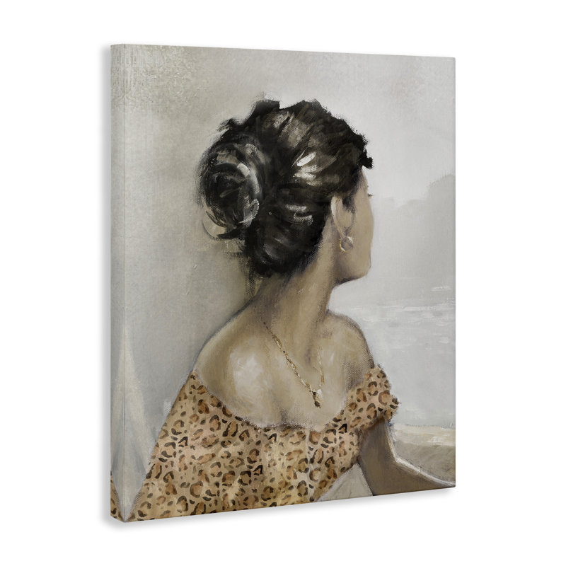 Portrait d'une femme à la recherche d'une toile, design par E. Anthony Orme, H 48 po x l 36 po