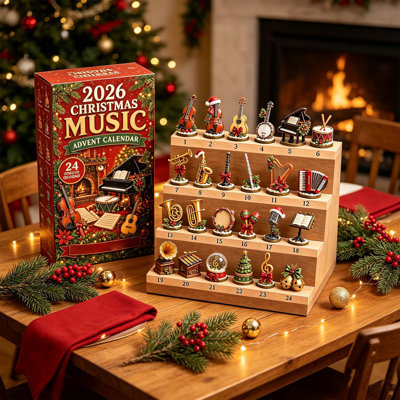 2026 Christmas Music Advent Calendar 24 Uniques 2D Acrylic Musical Instrument Ornaments Christmas Countdown Calendar With Mini Music Designs Holiday Decor Gif, Christmas Decorations
