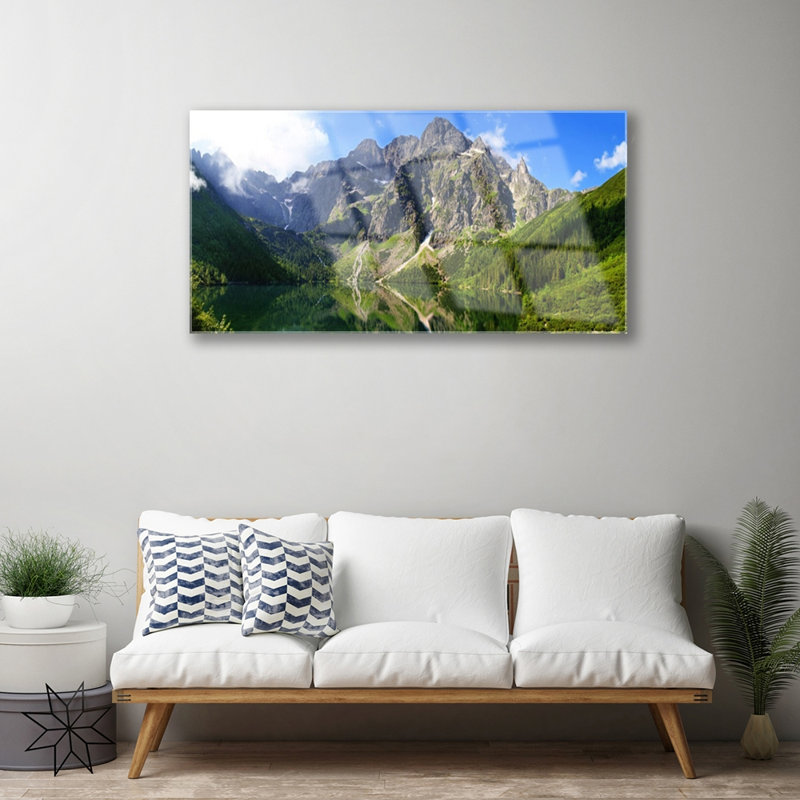 Nature Mountain Lake - Unframed Photograph on Glass