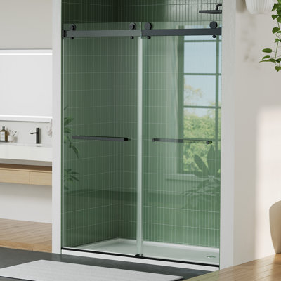 60*74 Sliding Shower Door Double Glass Tub Enclosure Stainless Steel Track Tempered Brushed Nickel