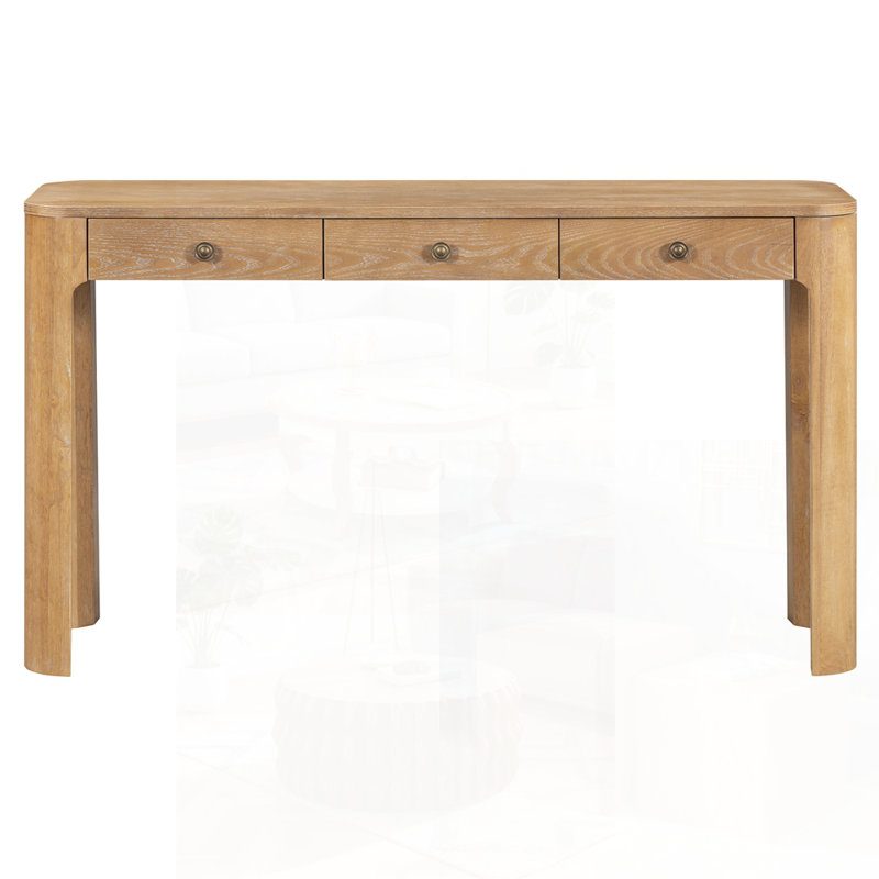 Console rustique avec coins arrondis pour la sécurité, table d'entrée avec 3 tiroirs dissimulés, table de canapé robuste avec des pieds épais pour le couloir et le salon