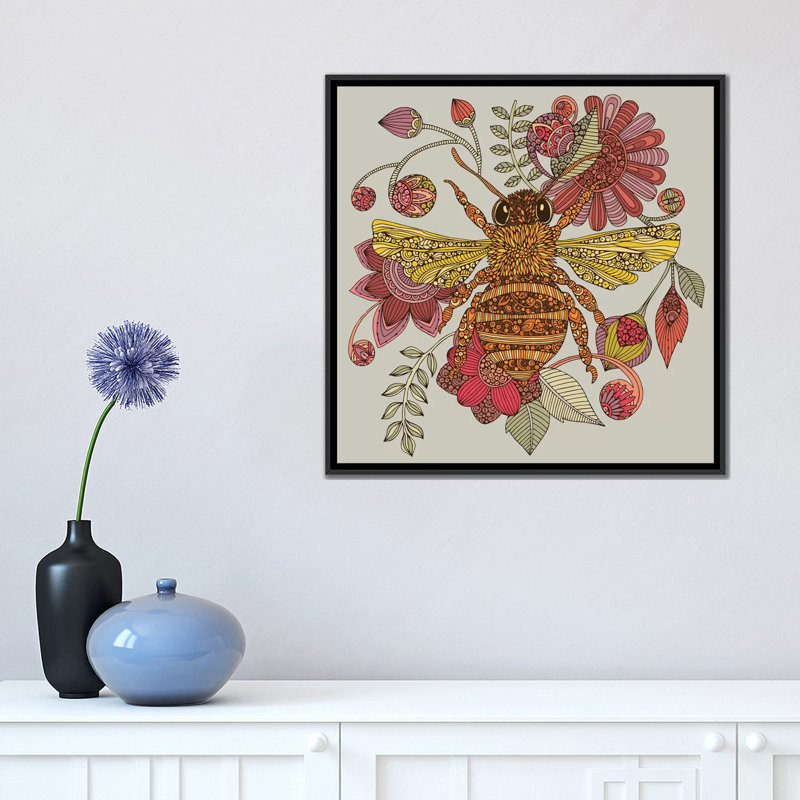 «The Bee», reproduction d'impression sur toile tendue, H 18 po x l 18 po x P 1,5 po, Toile avec cadre noir, Pas de tapis
