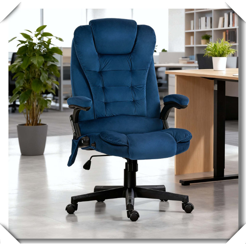 Fauteuil de bureau en velours, Polyester, Bleu très foncé