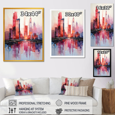 Rose et bleu gratte-ciel New York City V - gratte-ciel, art mural