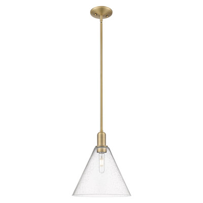 Arcadia - Benston - 1 Light 12" Stem Hung Mini Pendant - Polished Nickel Finish - Seedy Shade